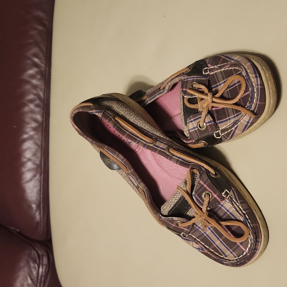 Make an offer! Sperry brown/pink/beige Topsiders slip on boat shoe Size 6M